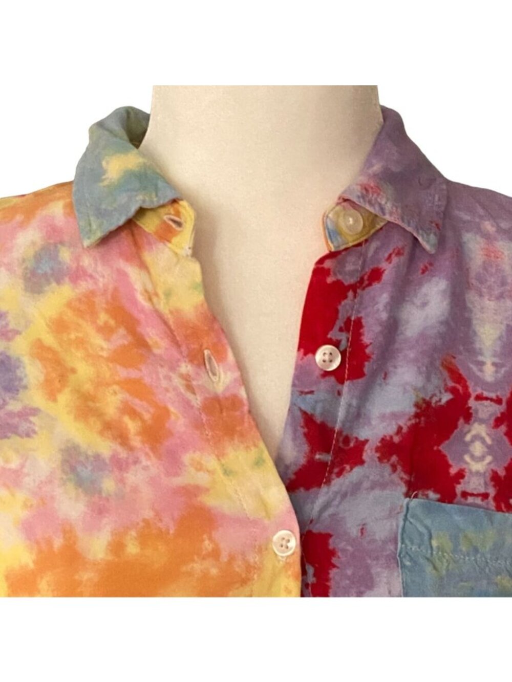 H&M Womens Light Weight Tie-Dye Button Front Shirt-Small-GUC - Picture 2 of 5